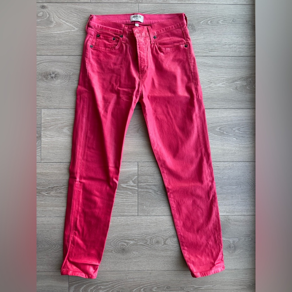 AGOLDE red distressed faux leather pants